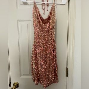 Rose gold/ pink shimmer sequin mini dress Size S
